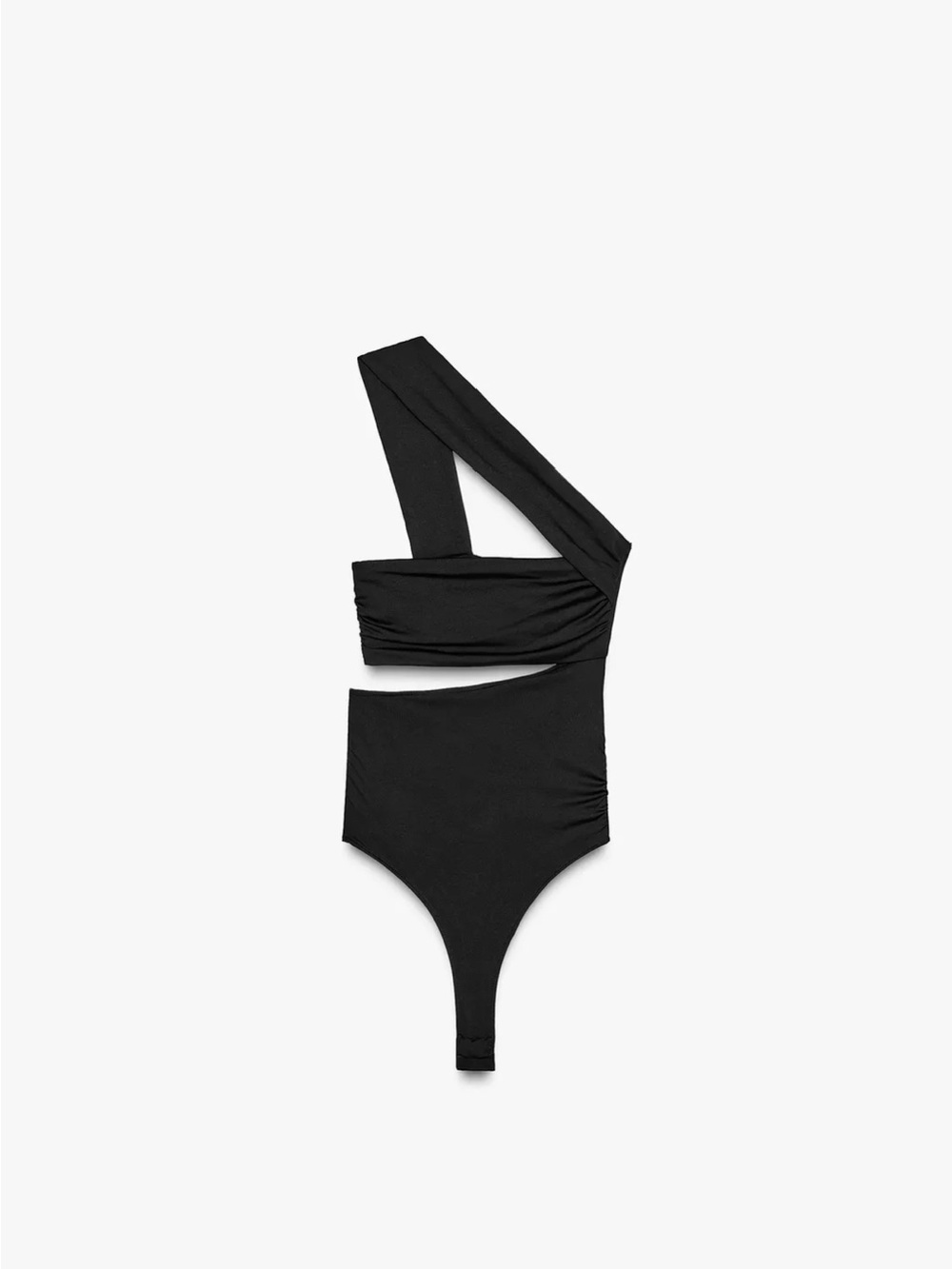 Zara Black Asymmetric One-Shoulder Bodysuit
